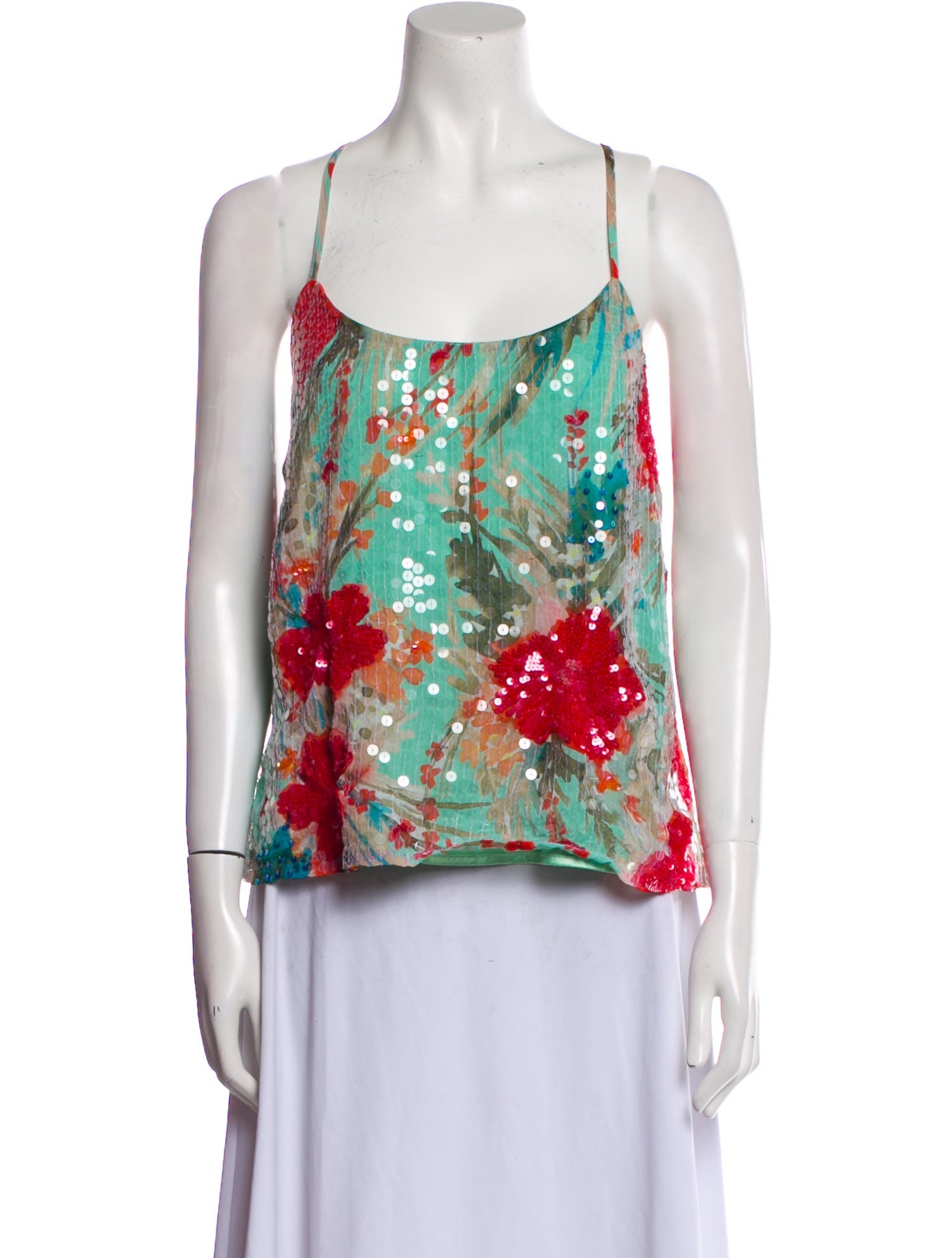Badgley Mischka Floral Print Scoop Neck Top