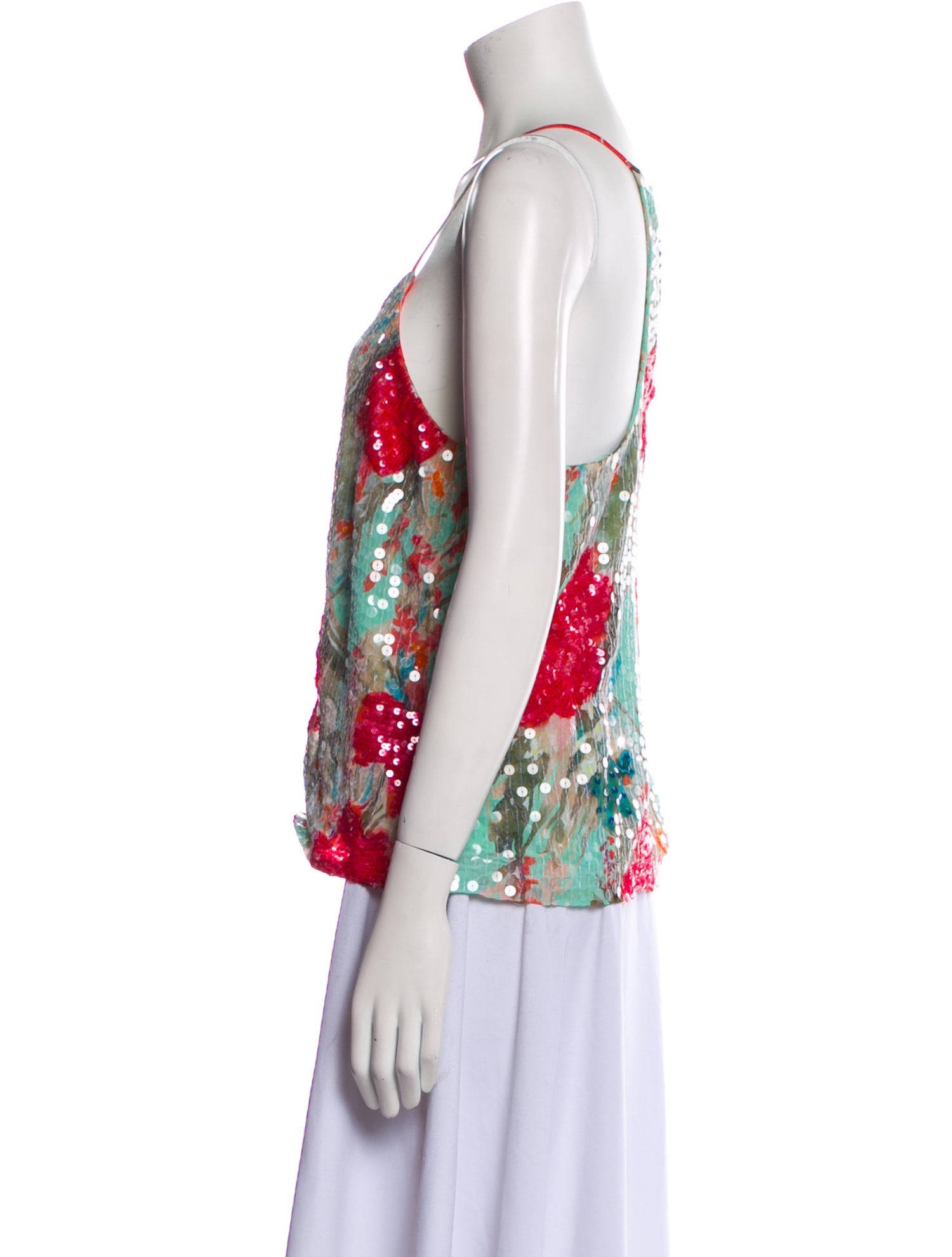 Badgley Mischka Floral Print Scoop Neck Top