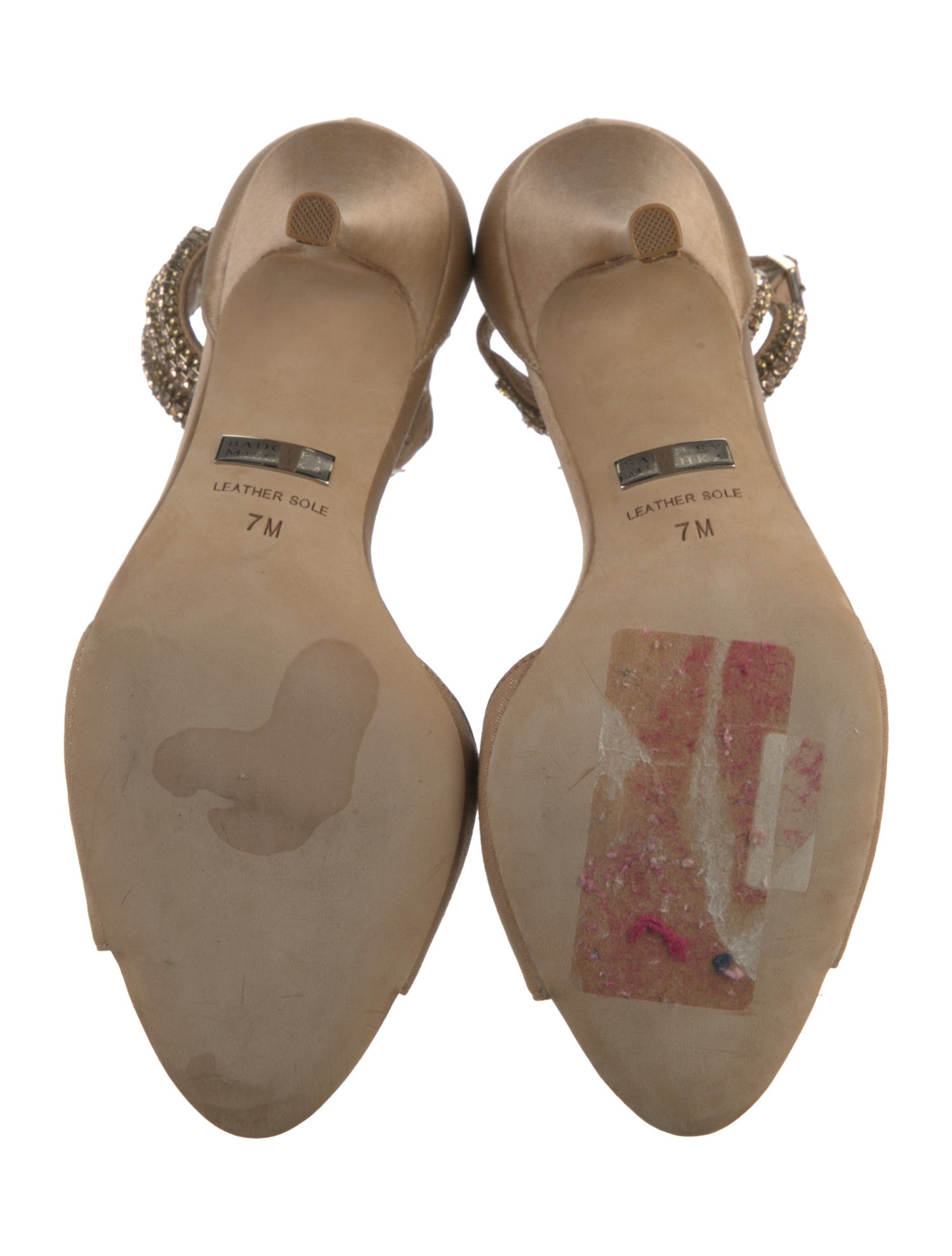 Badgley Mischka Leather Crystal Embellishments Sandals