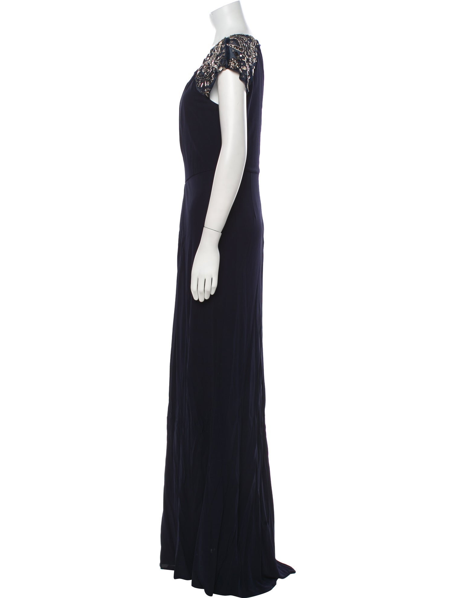 Badgley Mischka Scoop Neck Long Dress