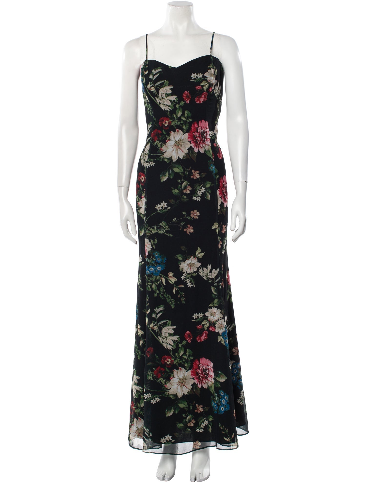 Badgley Mischka Floral Print Long Dress