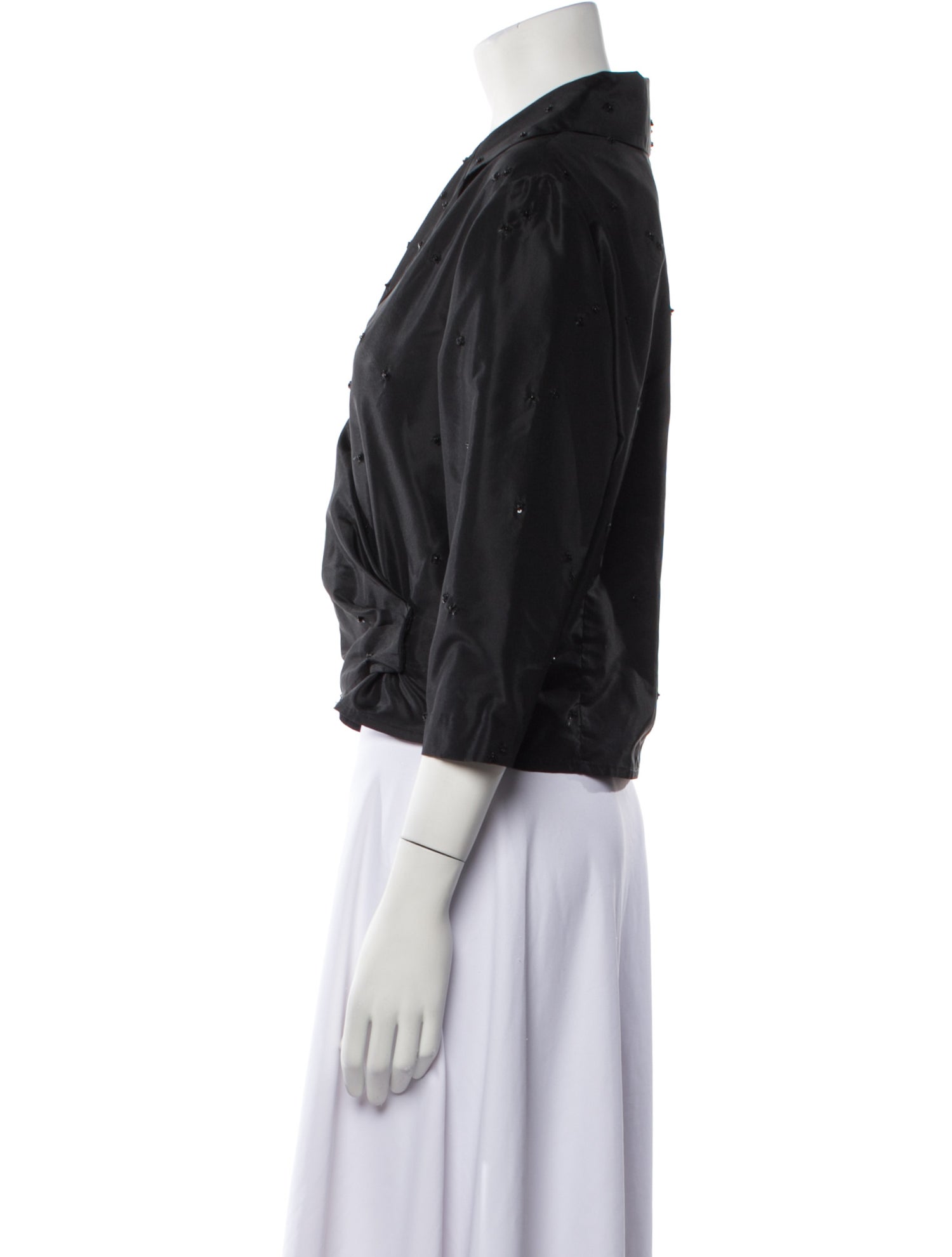 Badgley Mischka Silk Cowl Neck Crop Top