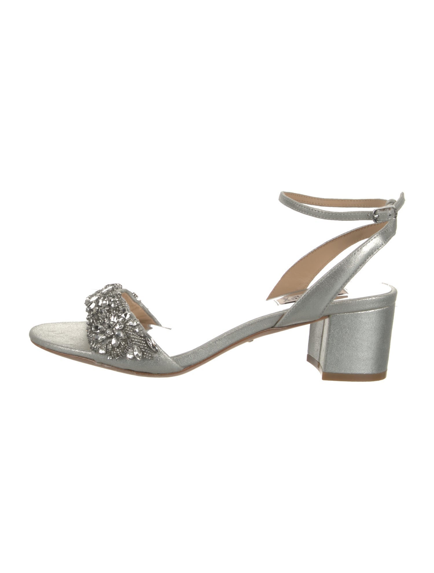 Badgley Mischka Leather Crystal Embellishments Sandals