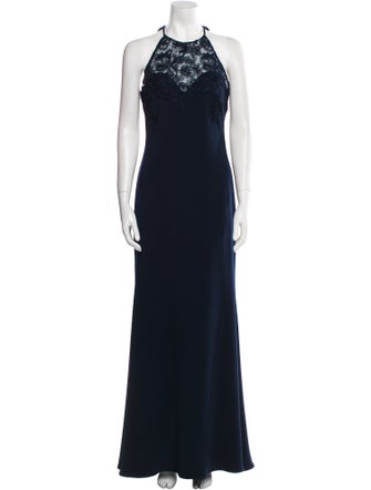 Badgley Mischka Halterneck Long Dress