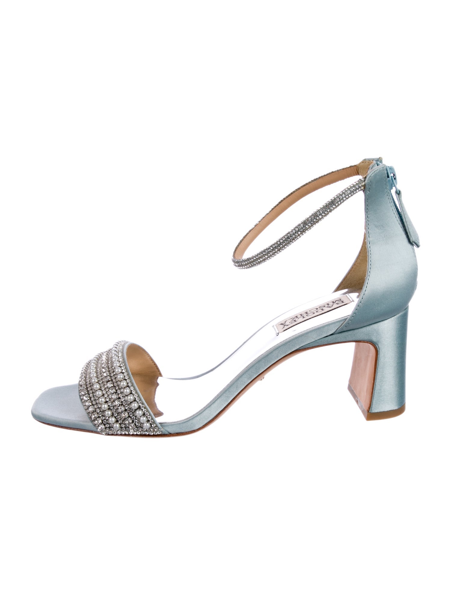 Badgley Mischka Satin Crystal Embellishments Sandals