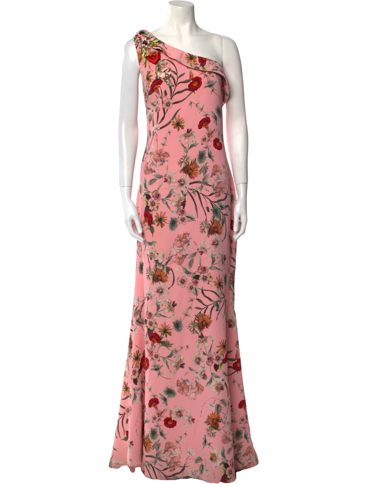 Badgley Mischka Floral Print Long Dress