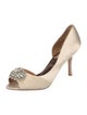 Badgley Mischka Satin Crystal Embellishments D'Orsay Pumps