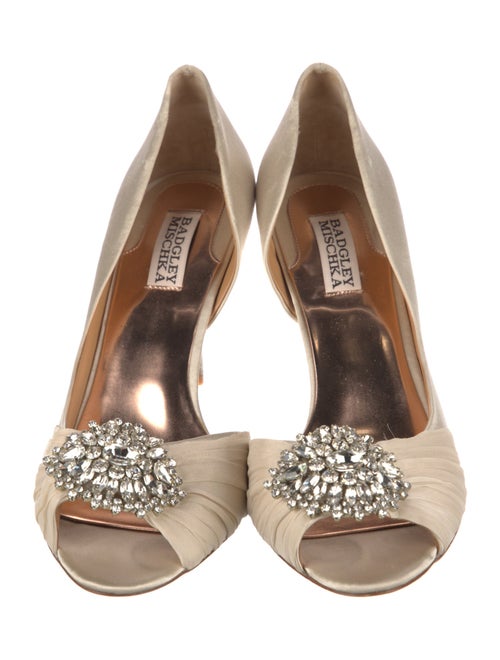 Badgley Mischka Satin Crystal Embellishments D'Orsay Pumps
