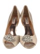 Badgley Mischka Satin Crystal Embellishments D'Orsay Pumps