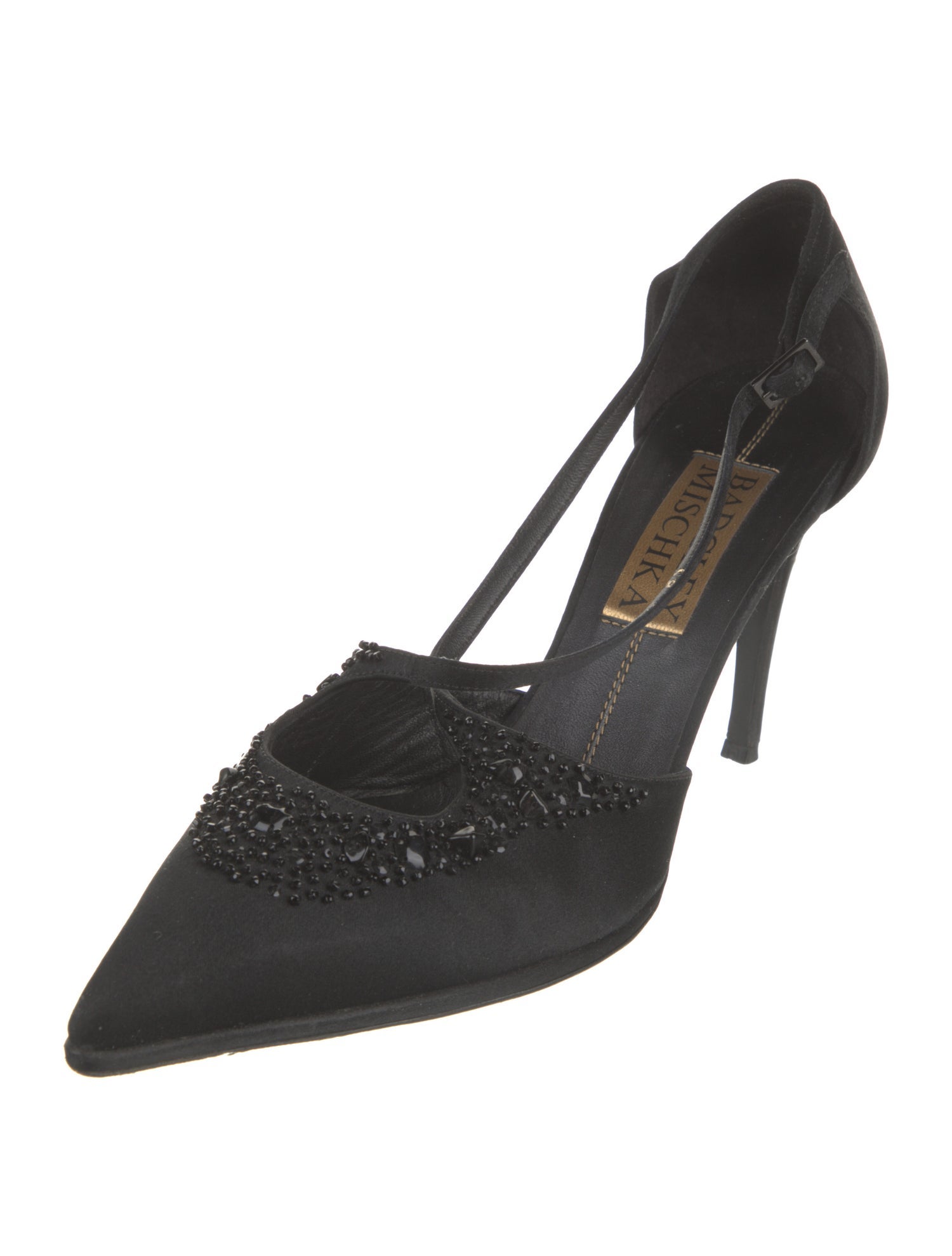 Badgley Mischka Satin Beaded Accents D'Orsay Pumps