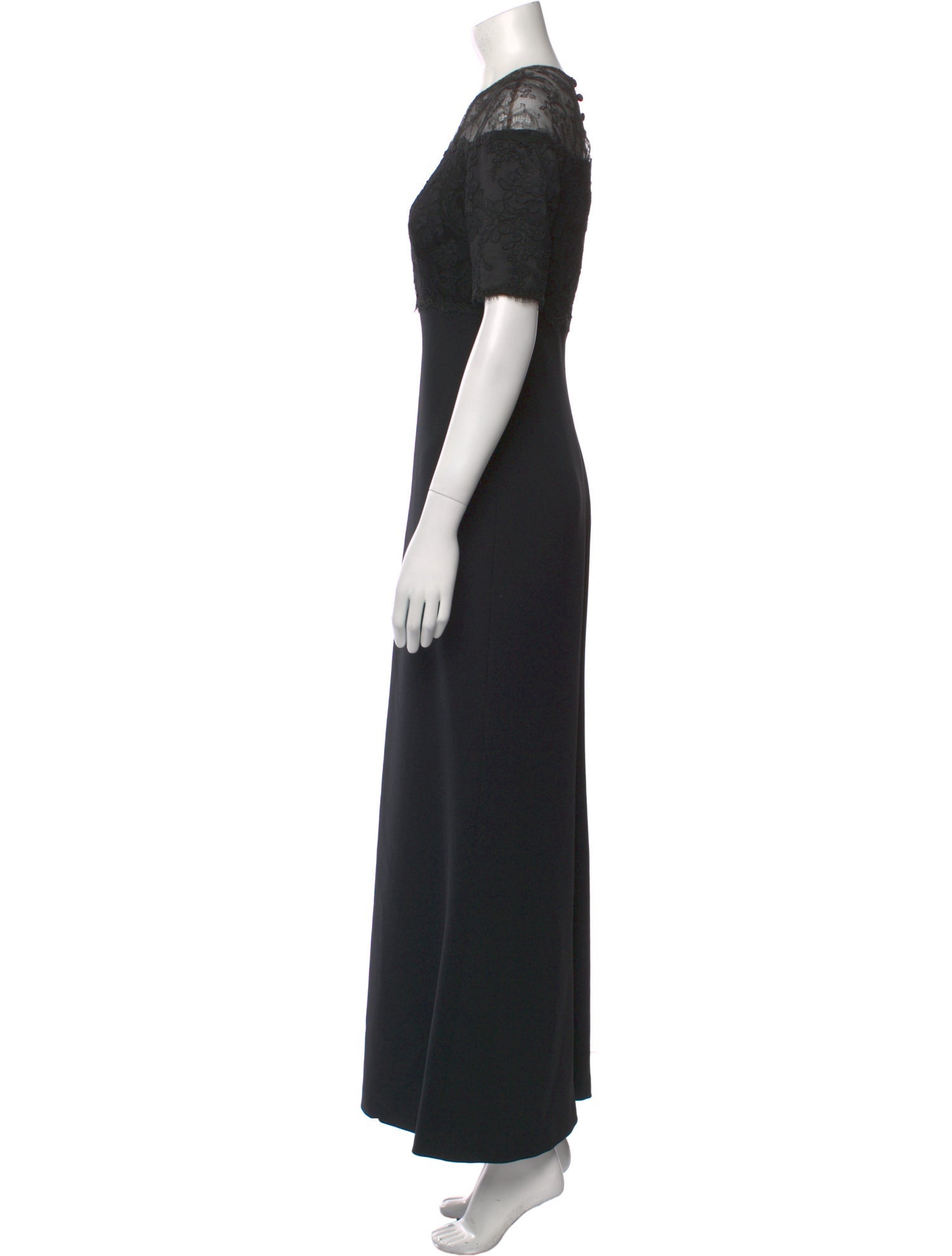 Badgley Mischka Crew Neck Long Dress