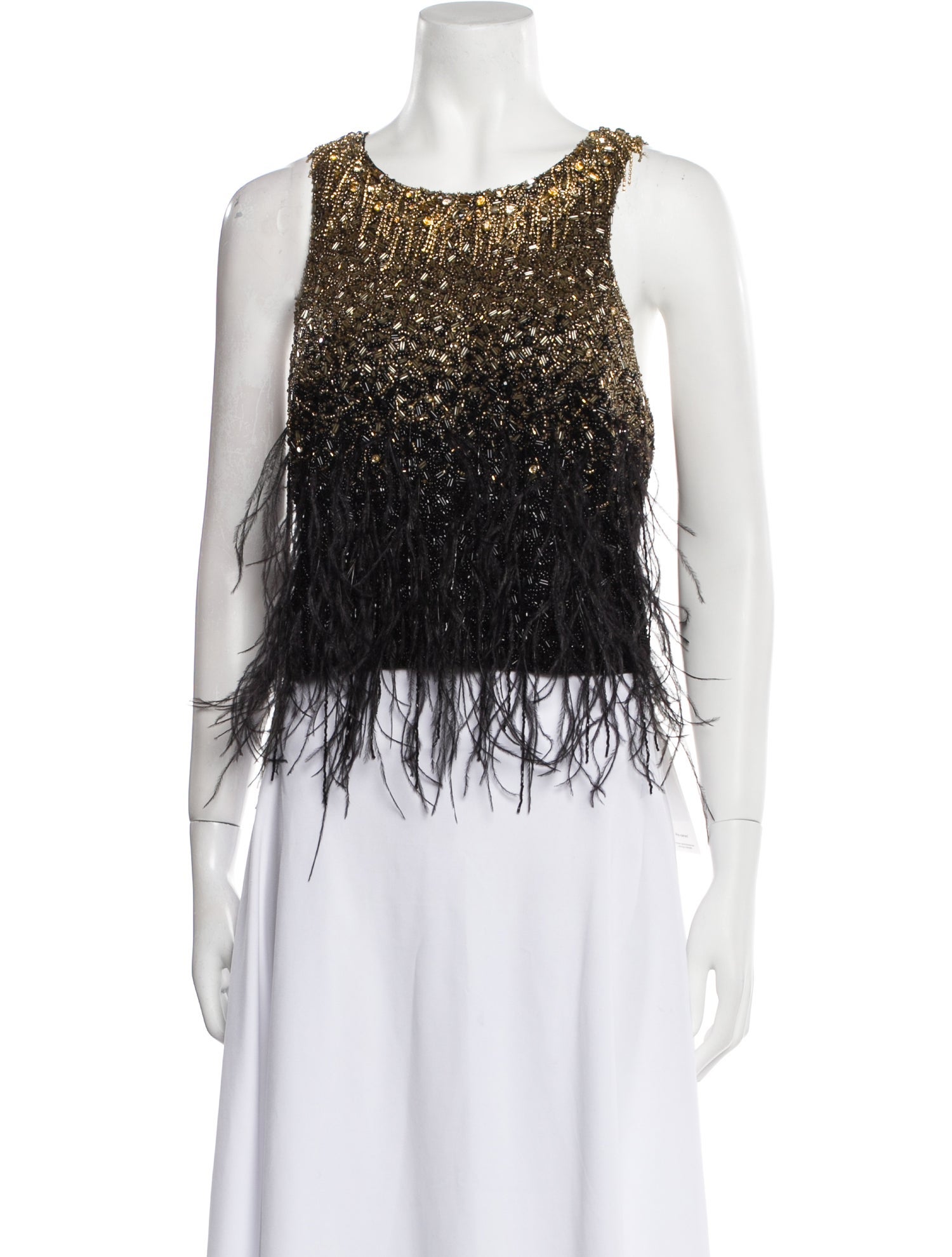 Badgley Mischka Bateau Neckline Sleeveless Top