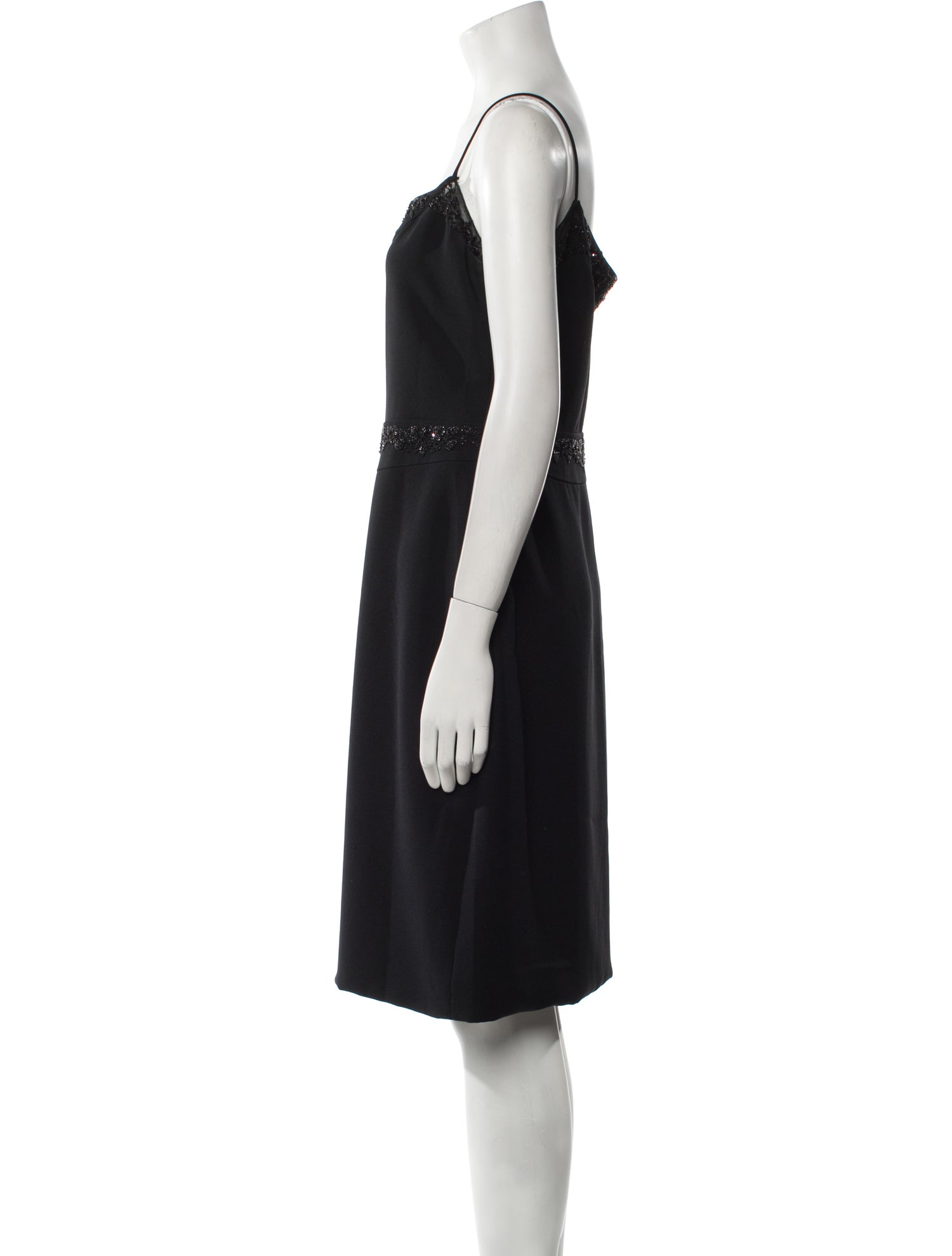 Badgley Mischka Square Neckline Knee-Length Dress