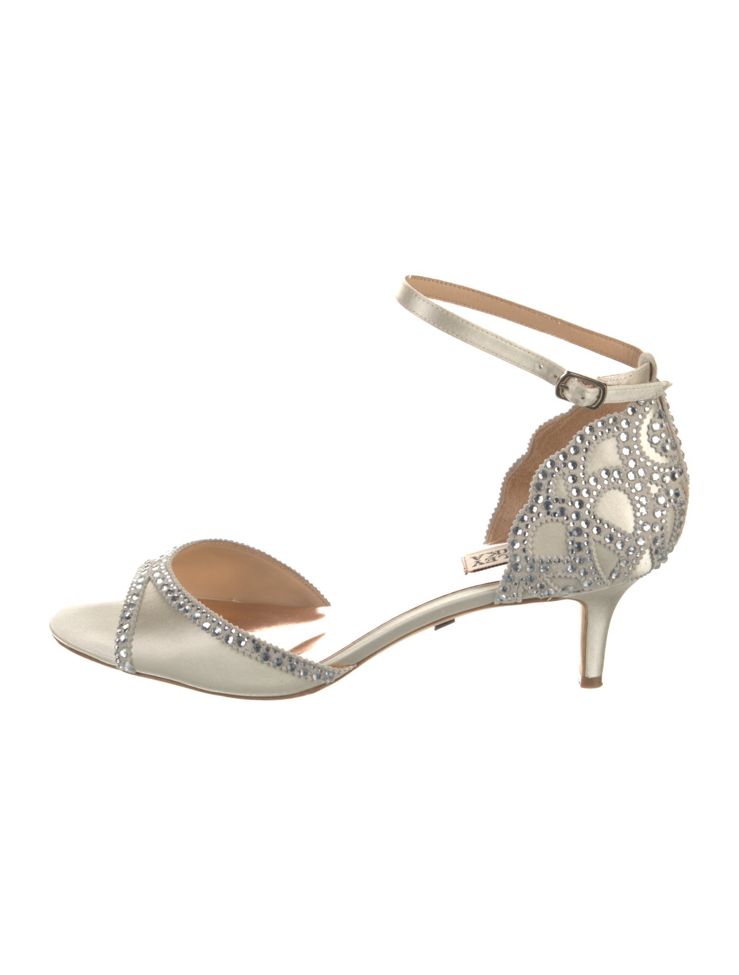 Badgley Mischka Satin Crystal Embellishments Sandals