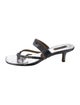 Badgley Mischka Leather Crystal Embellishments Slides