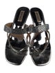 Badgley Mischka Leather Crystal Embellishments Slides