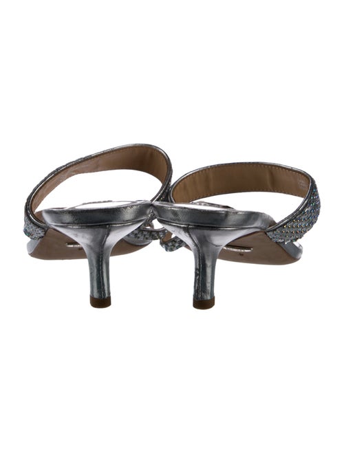 Badgley Mischka Leather Crystal Embellishments Slides