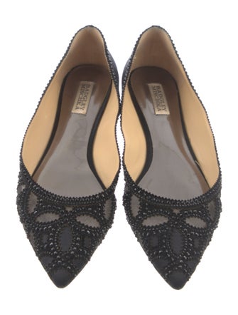 Badgley Mischka Satin Crystal Embellishments Flats
