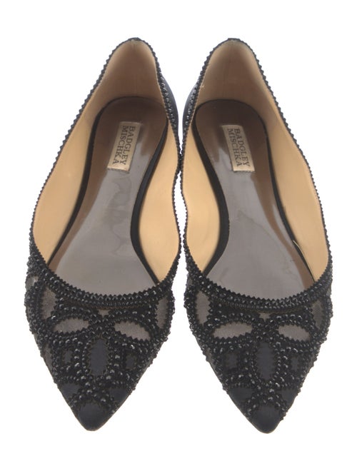 Badgley Mischka Satin Crystal Embellishments Flats