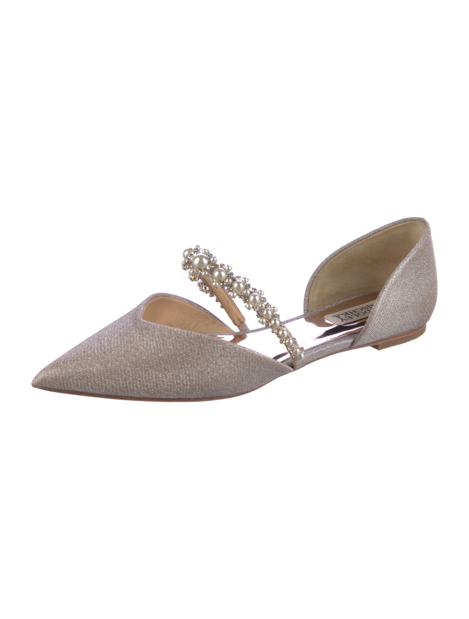 Badgley Mischka Faux Pearl Accents Glitter Accents D'Orsay Flats
