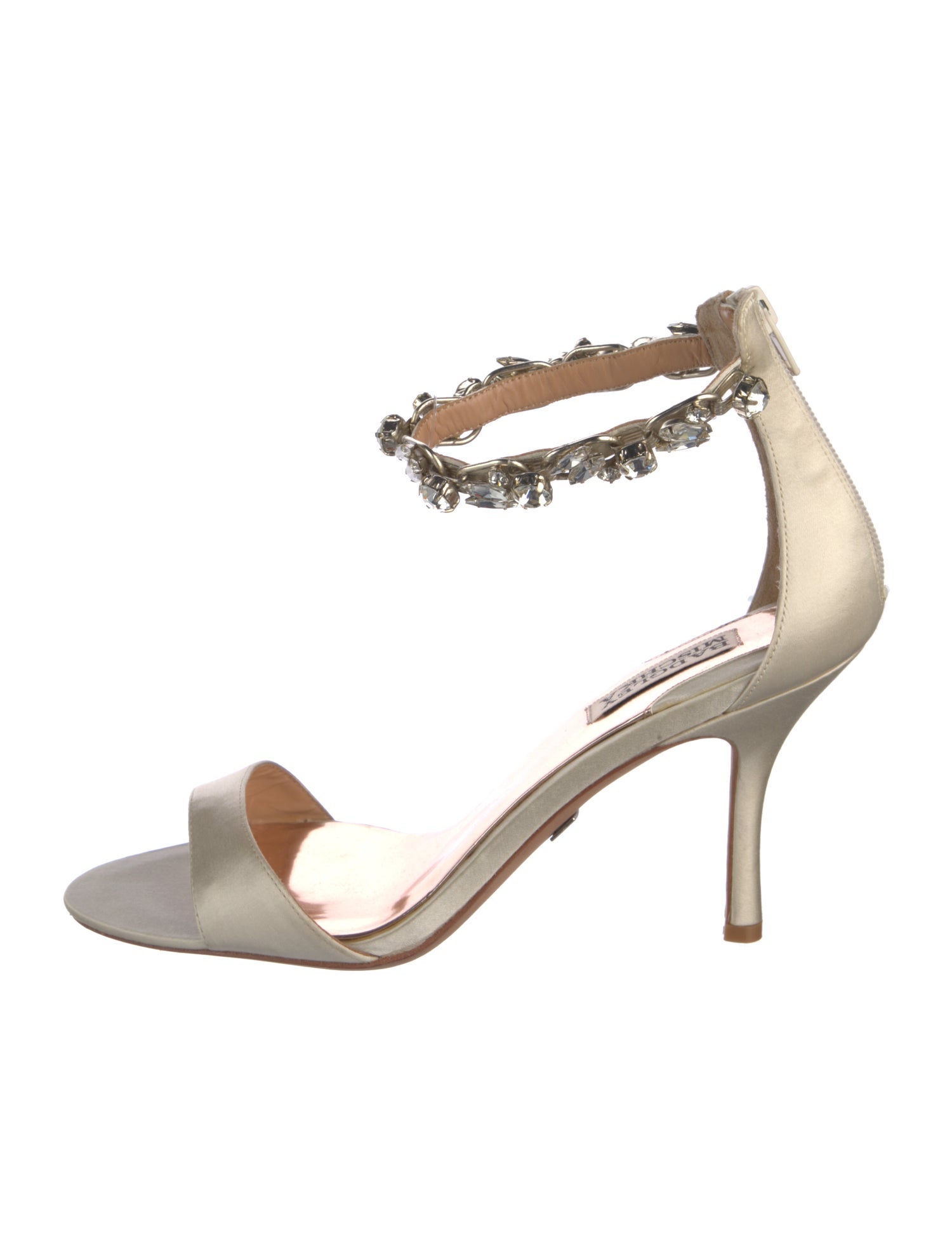 Badgley Mischka Satin Crystal Embellishments Sandals