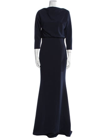 Badgley Mischka Bateau Neckline Long Dress