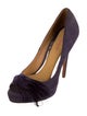 Badgley Mischka Suede Feather Trim Pumps