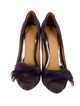 Badgley Mischka Suede Feather Trim Pumps