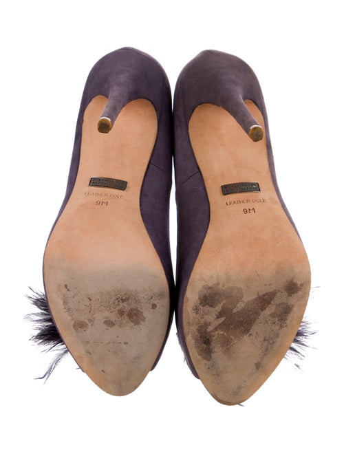 Badgley Mischka Suede Feather Trim Pumps