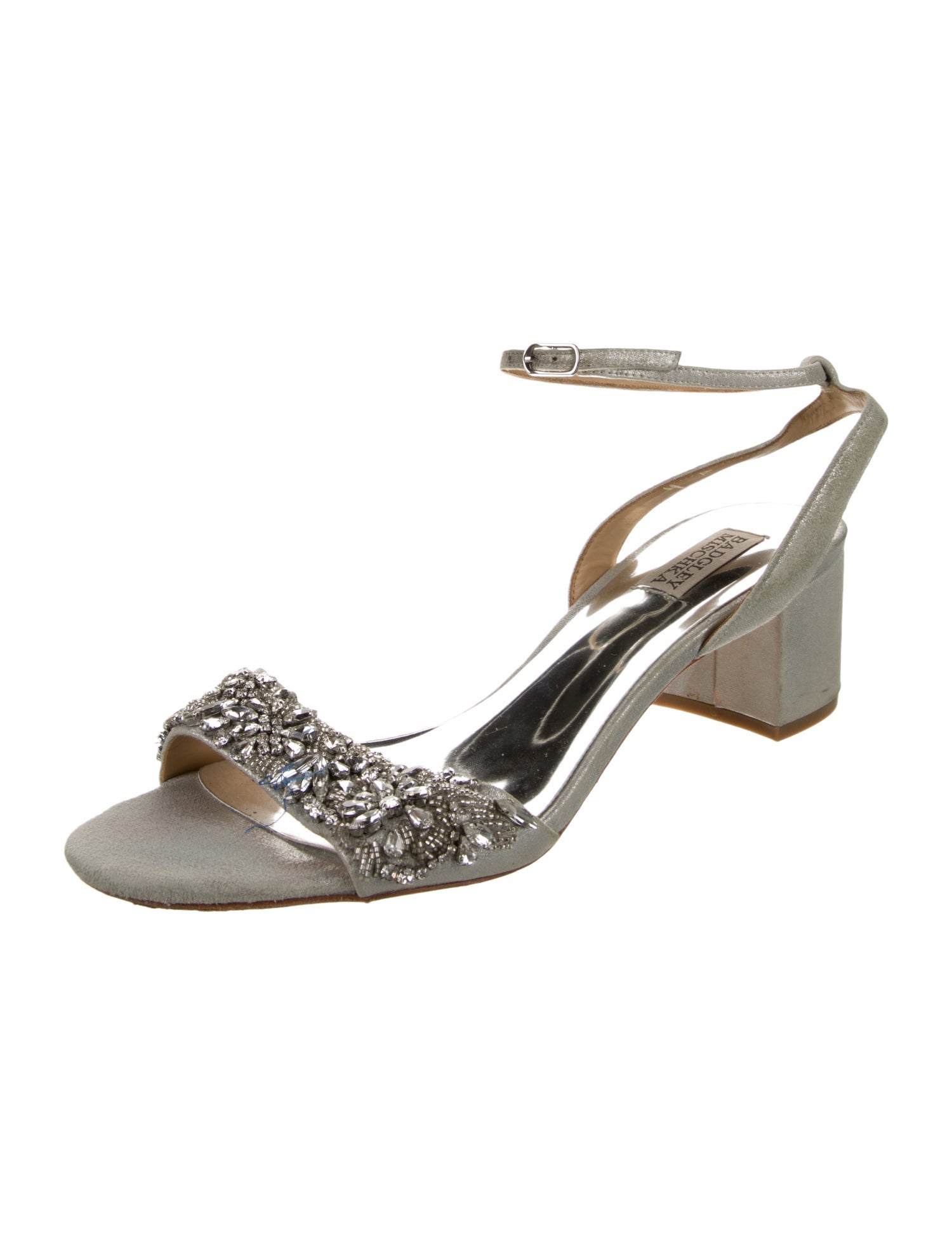Badgley Mischka Satin Crystal Embellishments Sandals