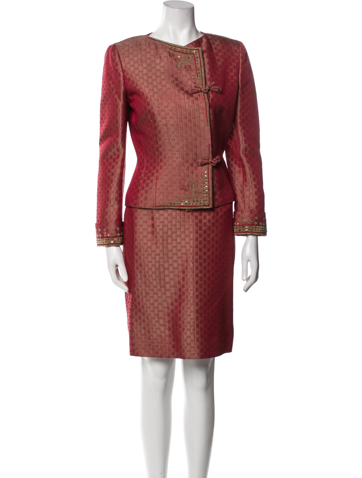 Badgley Mischka Crystal Embellishments Skirt Suit