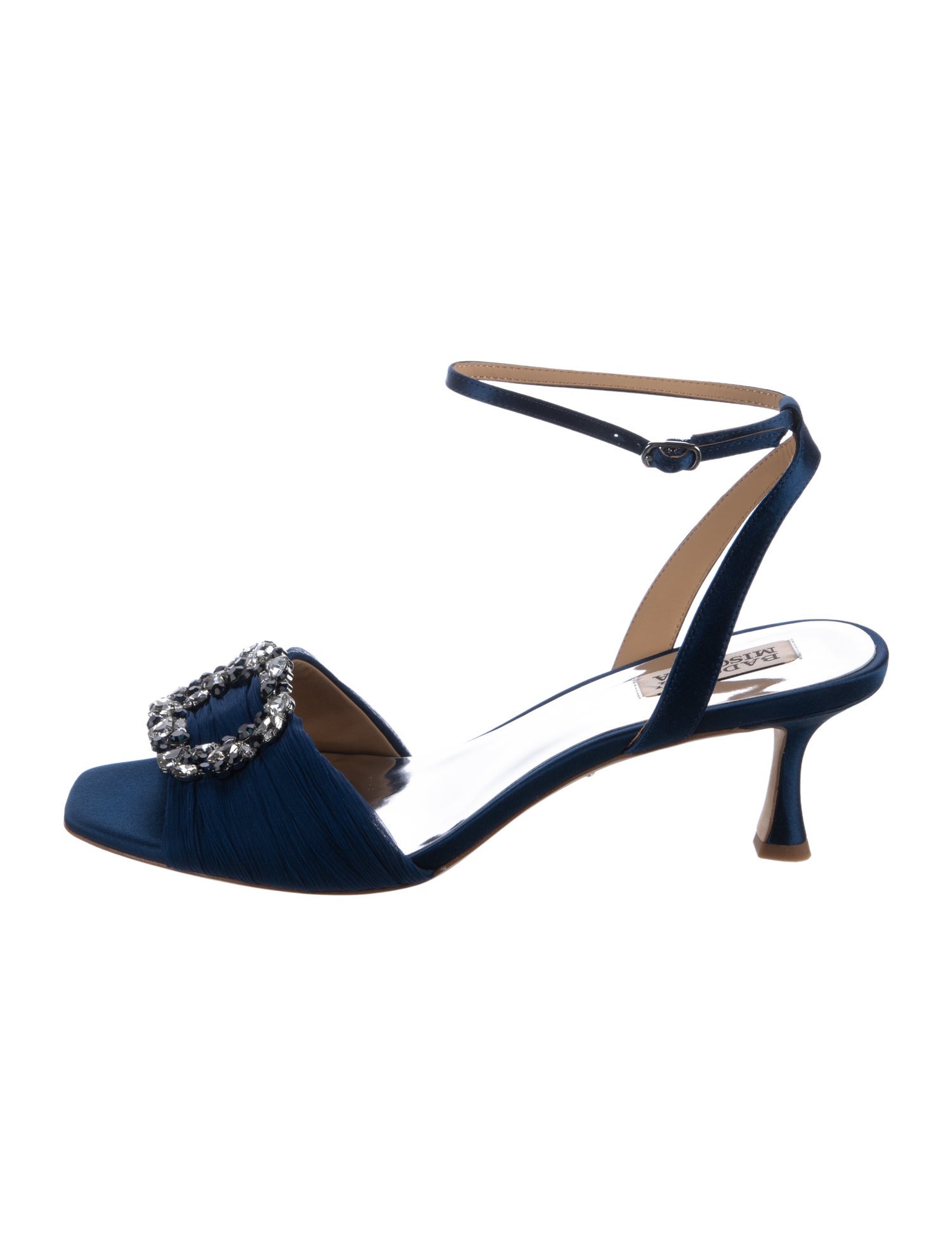 Badgley Mischka Satin Crystal Embellishments Sandals