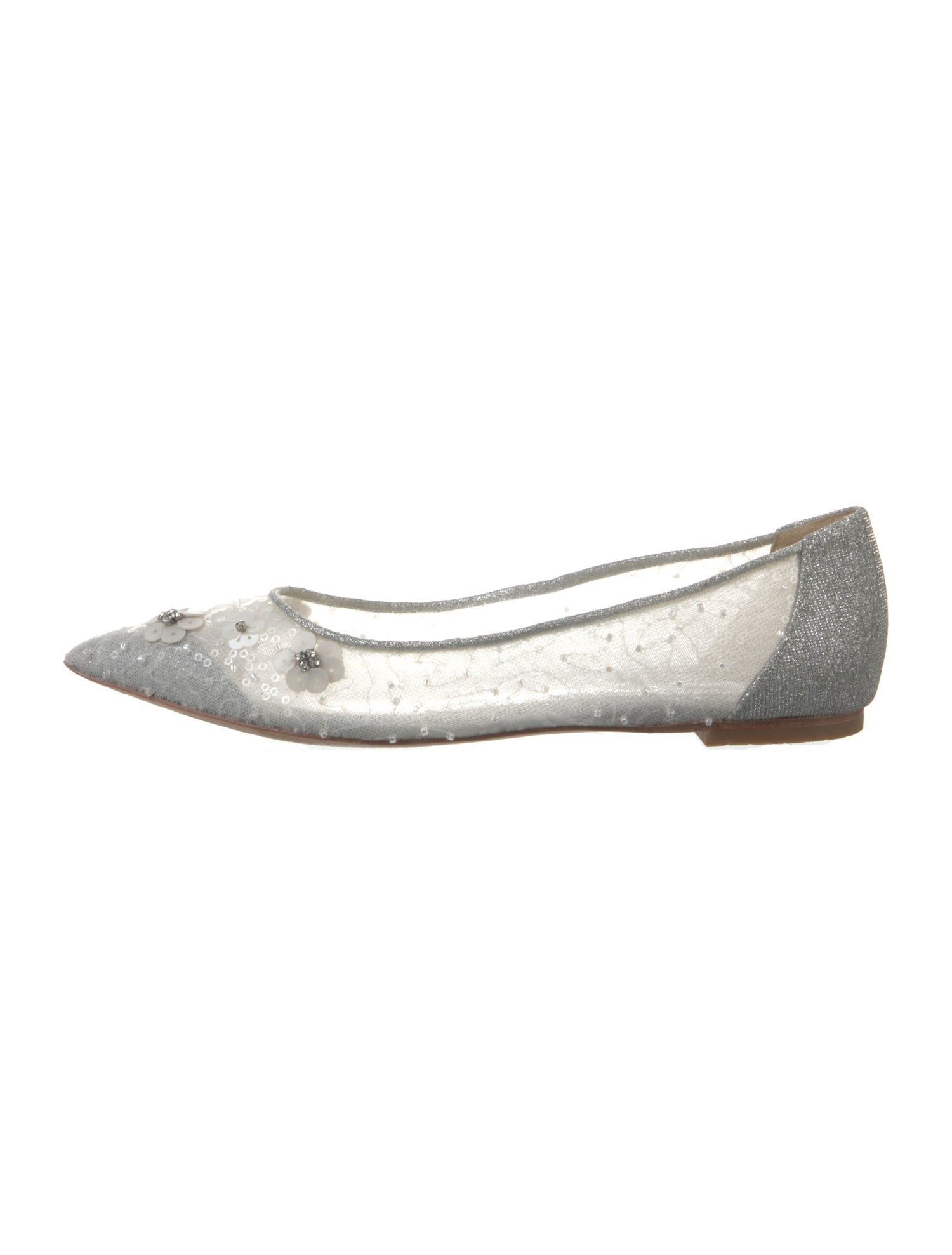 Badgley Mischka Lace Glitter Accents Ballet Flats