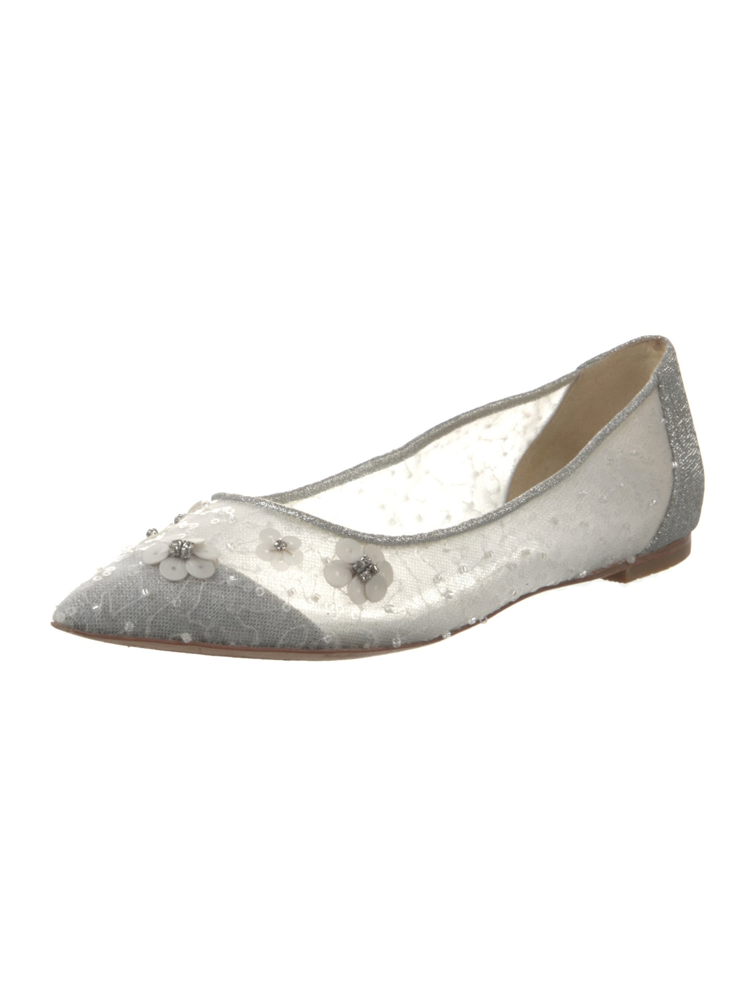 Badgley Mischka Lace Glitter Accents Ballet Flats