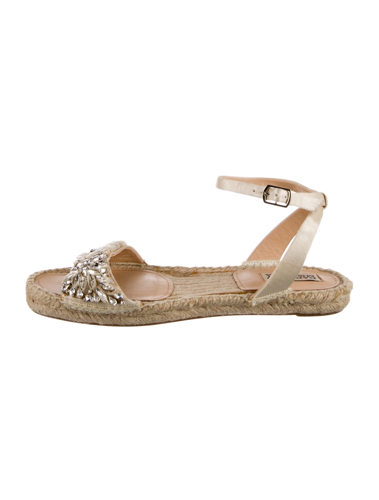 Badgley Mischka Satin Crystal Embellishments Espadrilles