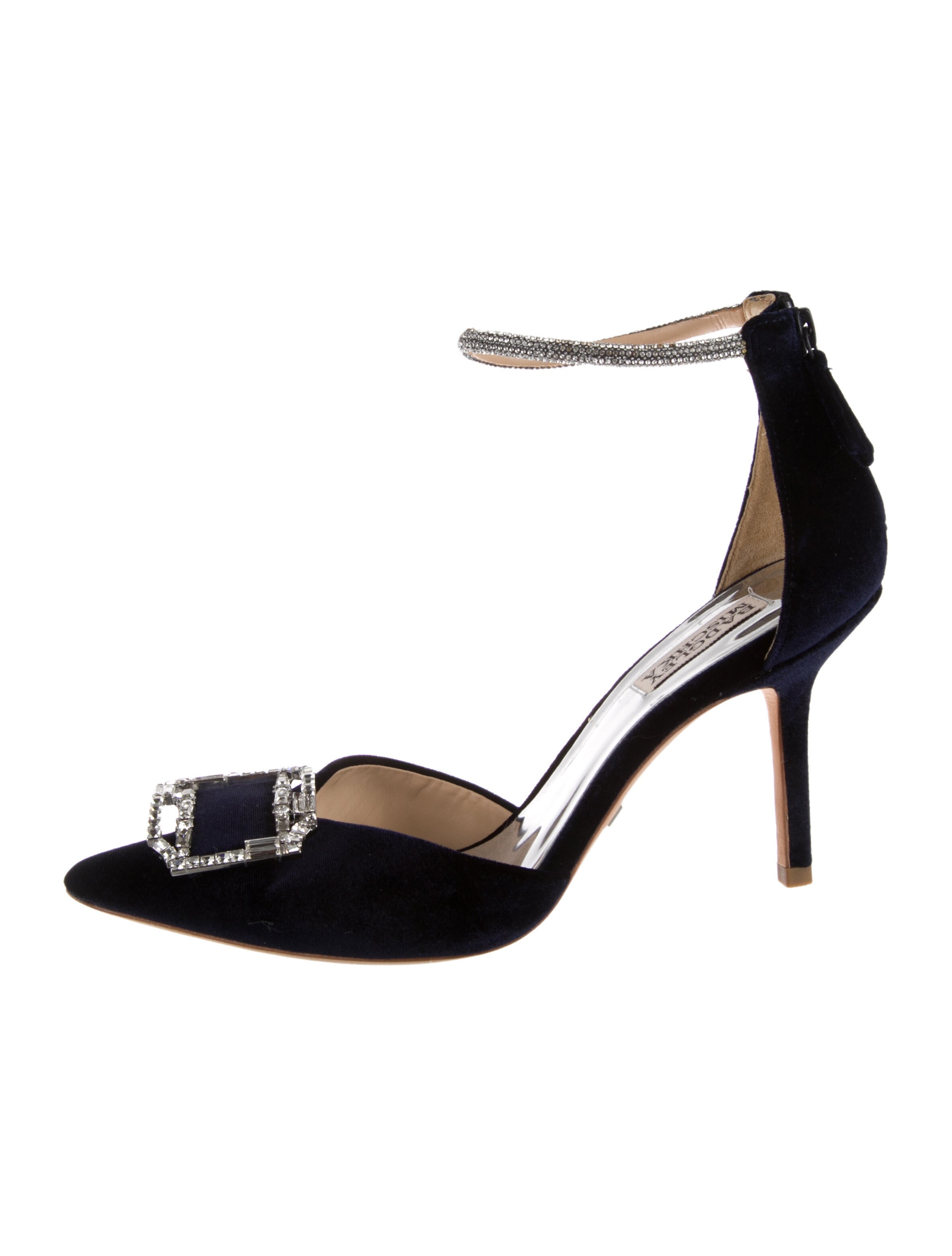 Badgley Mischka Velvet Crystal Embellishments D'Orsay Pumps