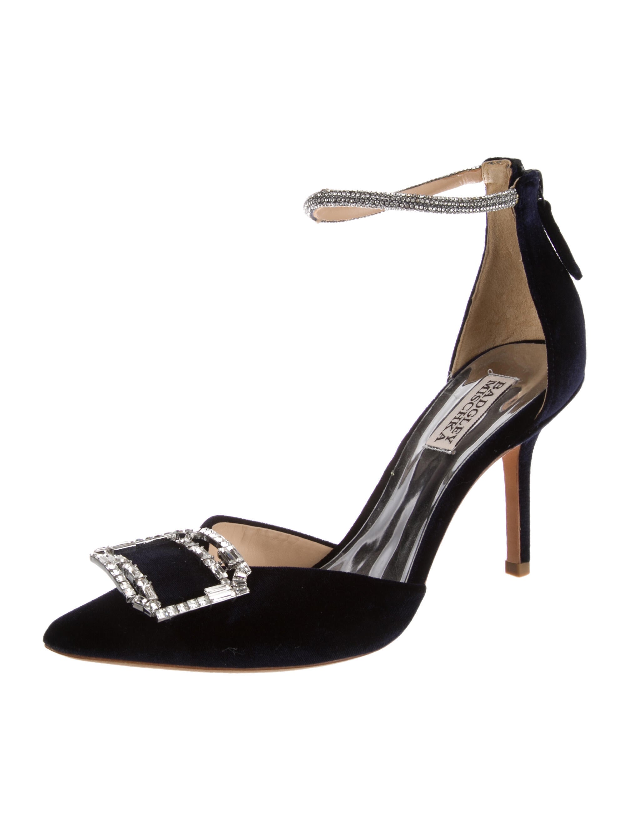 Badgley Mischka Velvet Crystal Embellishments D'Orsay Pumps