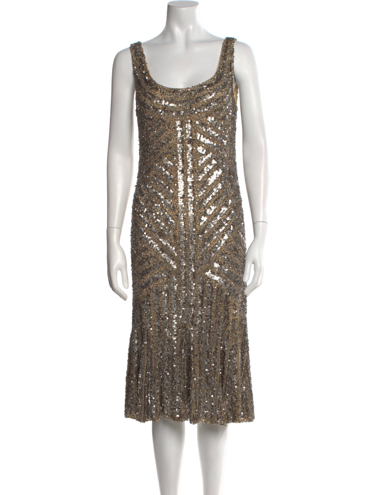 Badgley Mischka Cowl Neck Midi Length Dress