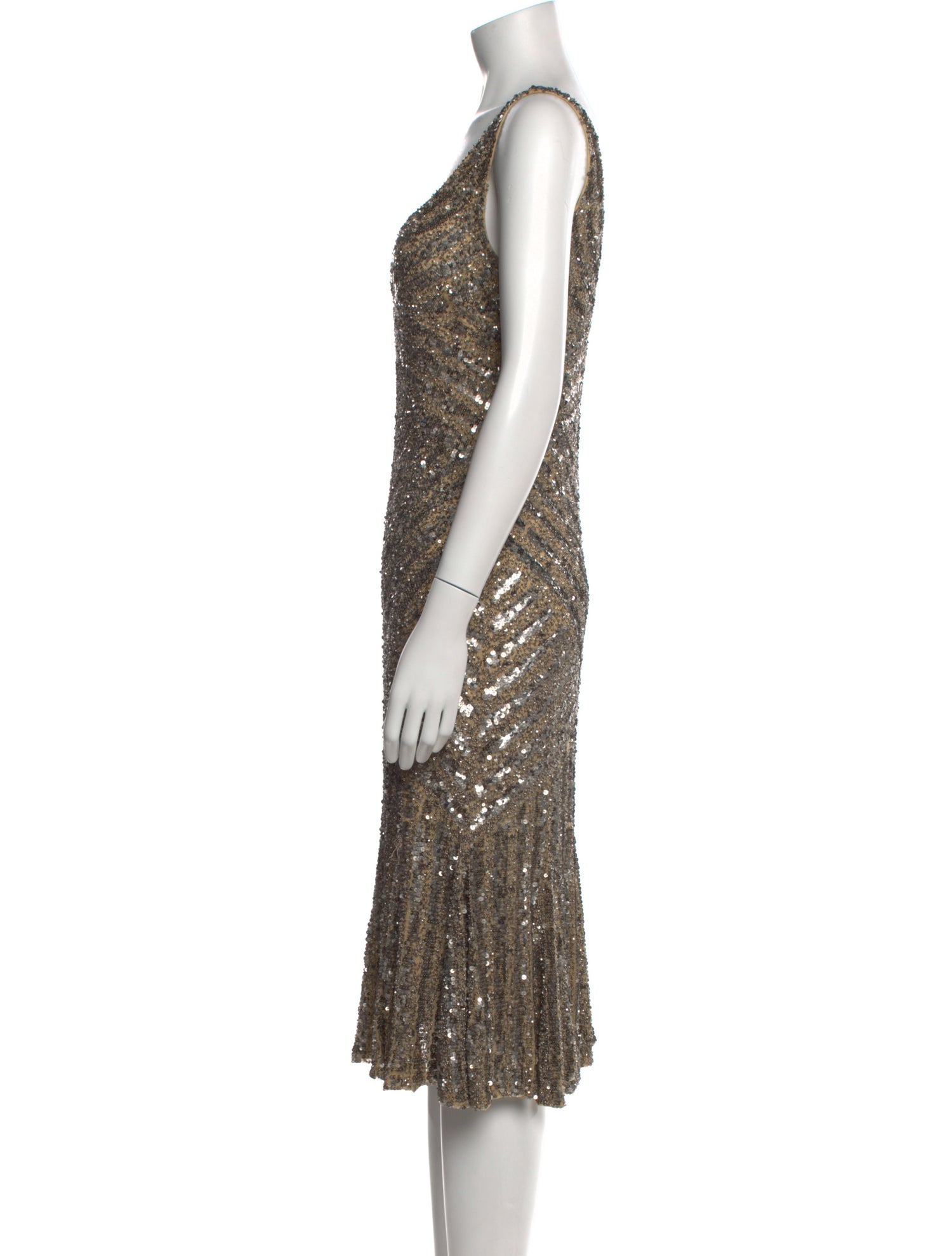 Badgley Mischka Cowl Neck Midi Length Dress