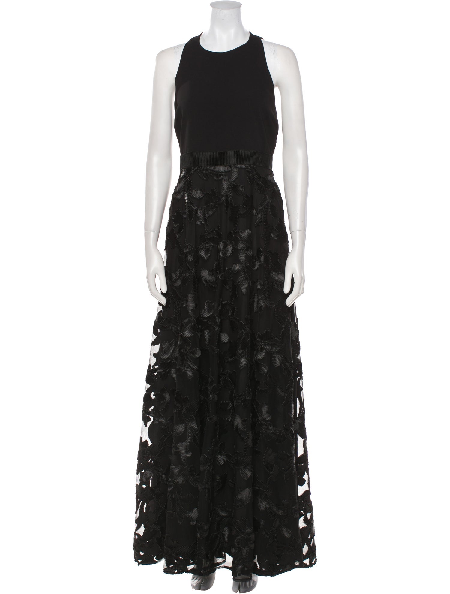 Badgley Mischka Lace Pattern Long Dress