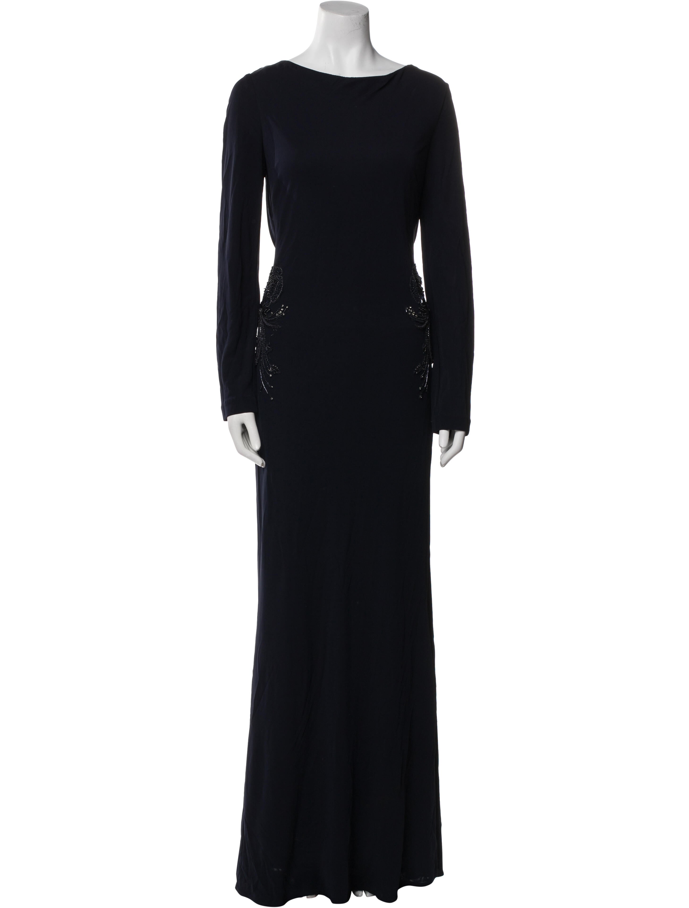 Badgley Mischka Bateau Neckline Long Dress