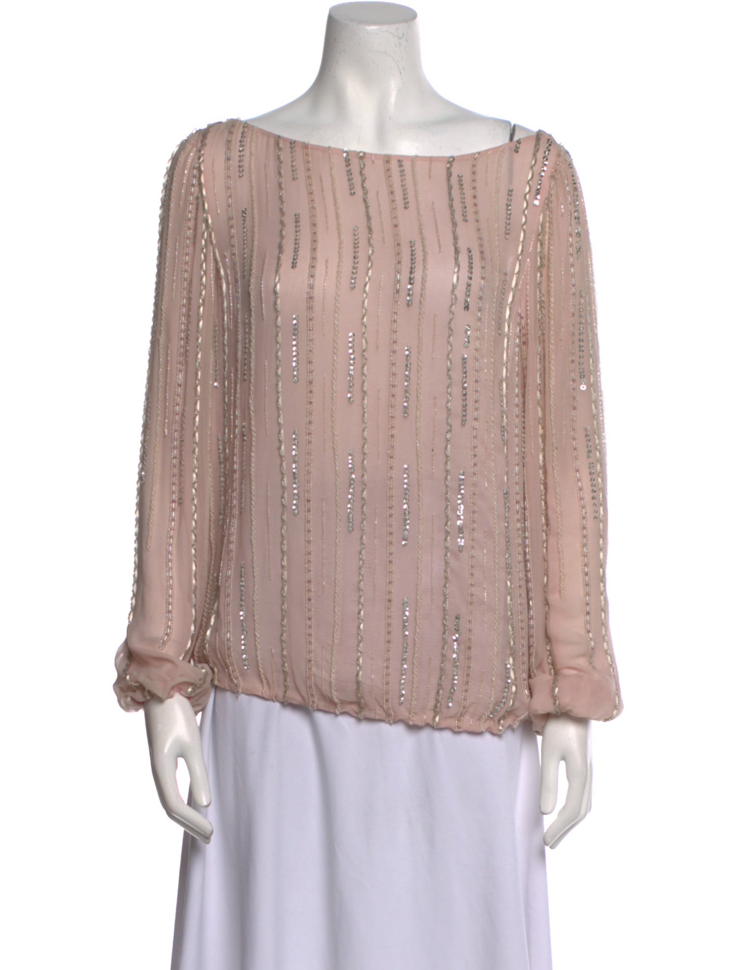 Badgley Mischka Off-The-Shoulder Long Sleeve Blouse
