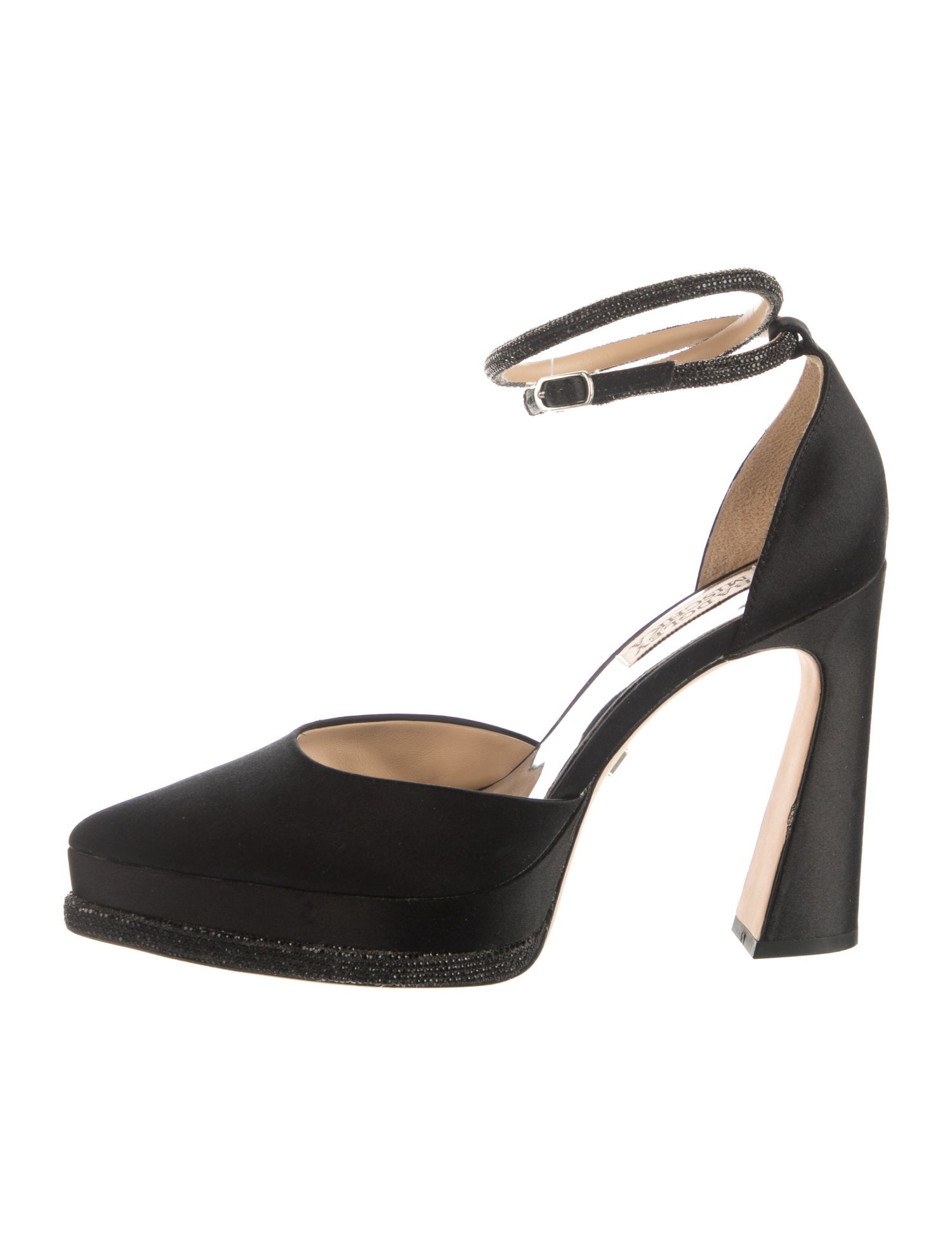 Badgley Mischka Satin Crystal Embellishments D'Orsay Pumps