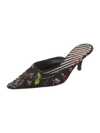Badgley Mischka Canvas Floral Print Mules