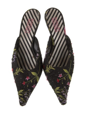 Badgley Mischka Canvas Floral Print Mules