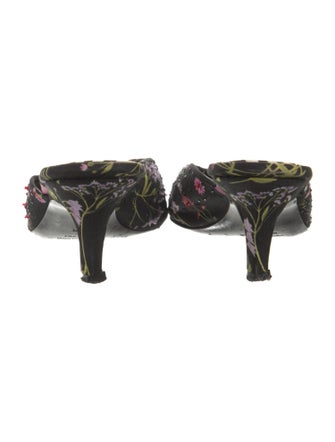 Badgley Mischka Canvas Floral Print Mules