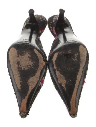 Badgley Mischka Canvas Floral Print Mules