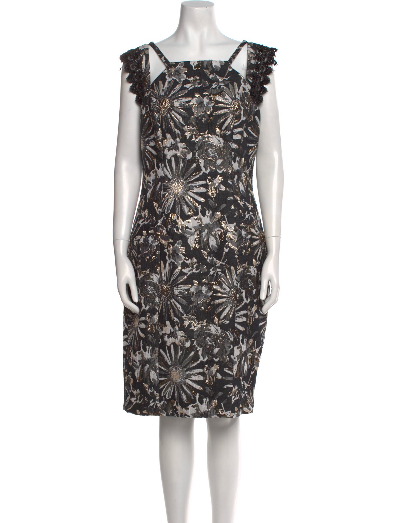 Badgley Mischka Floral Print Knee-Length Dress