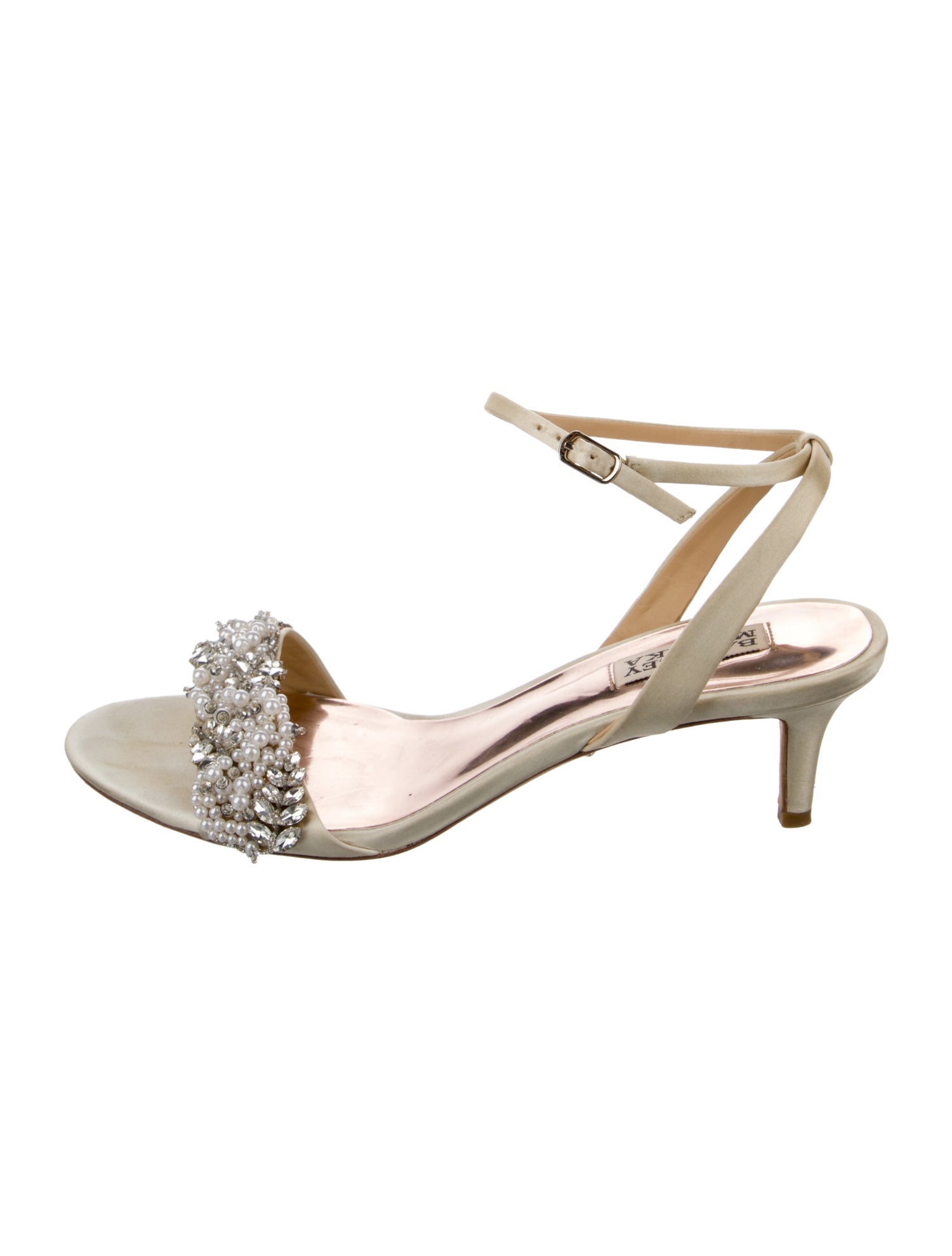 Badgley Mischka Satin Crystal Embellishments Slingback Sandals