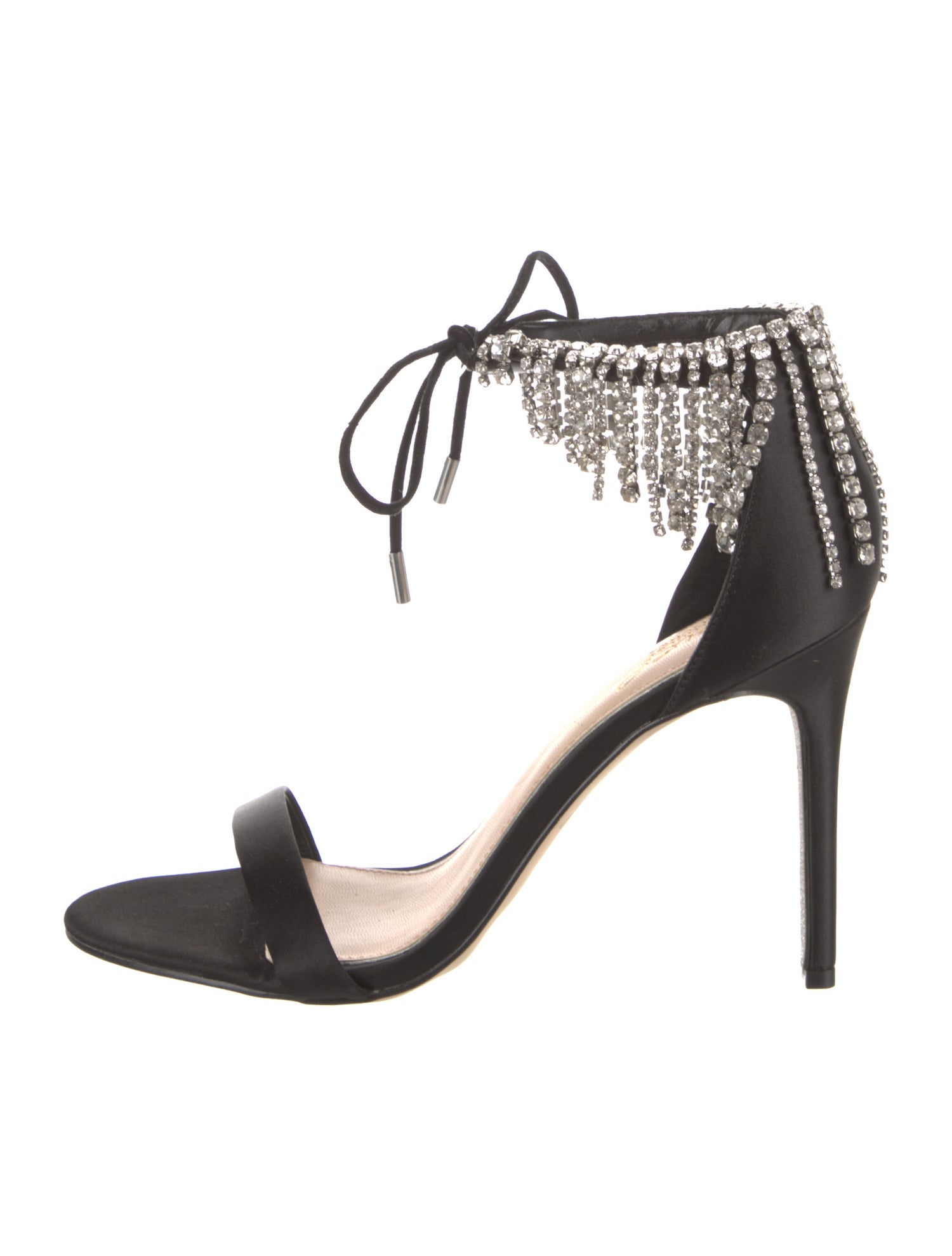 Badgley Mischka Satin Crystal Embellishments Sandals
